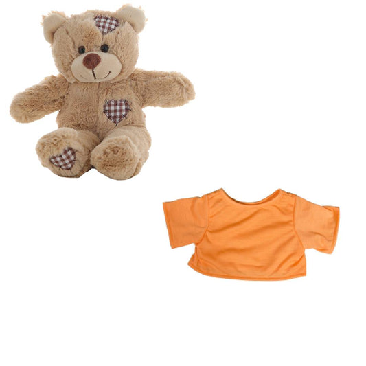 Brown Bear 8 Inch Plush with Orange T-Shirt Outfit – 16 Inch