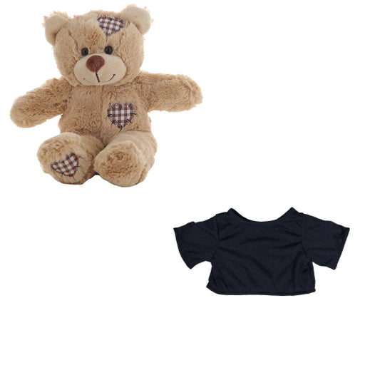 Brown Bear 8 Inch Plush with Navy Blue T-Shirt – 16 Inch