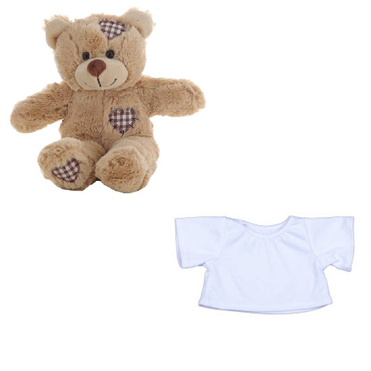 Brown Bear 8 Inch Plush with White T-Shirt Bulk 102 Pack