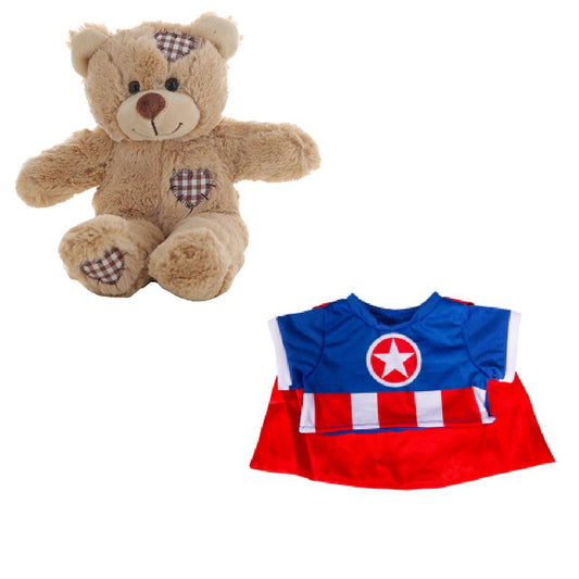 Brown Bear 8 Inch Plush with Hero Tee and Cape Costume