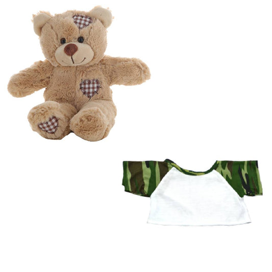 Brown Bear 8 Inch Plush with Camo Special Tee Outfit