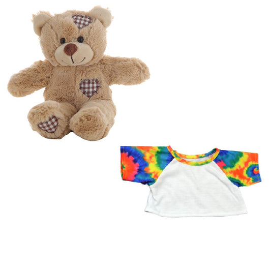 Brown Bear 8 Inch Plush with Tie Dye Special Tee Outfit