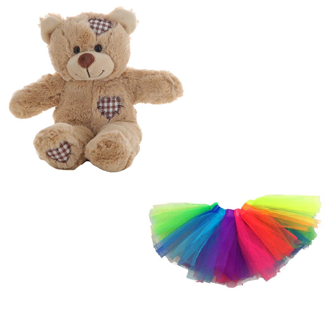 Brown Bear 8 Inch Plush with Rainbow Tutu Costume
