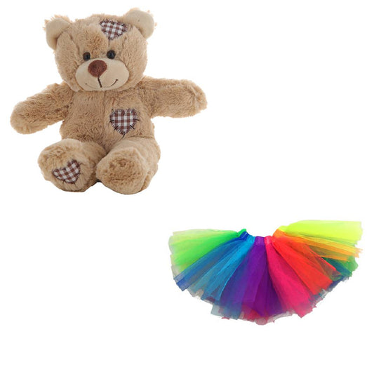 Brown Bear 8 Inch Plush with Rainbow Tutu Costume