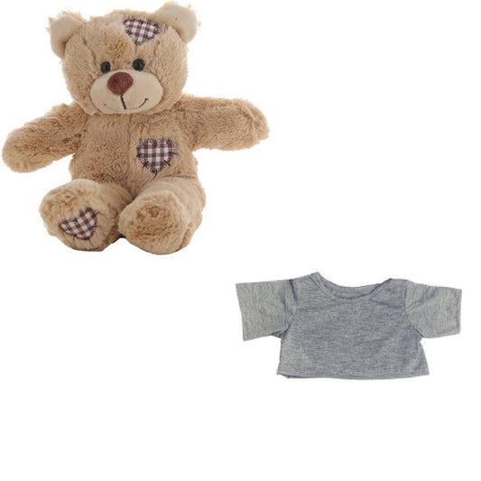 Brown Bear 8 Inch Plush with Grey T-Shirt Outfit