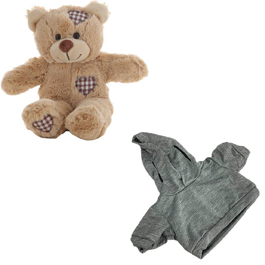 Brown Bear 8 Inch Plush with Grey Hoodie Outfit