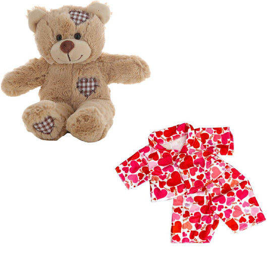 Brown Bear 8 Inch Plush with Love-Themed Pajamas