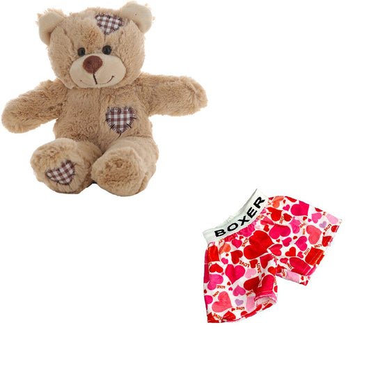 Brown Bear 8 Inch Plush with Love-Themed Boxers