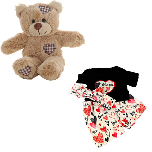 Brown Bear 8 Inch Plush with Funky Hearts Outfit