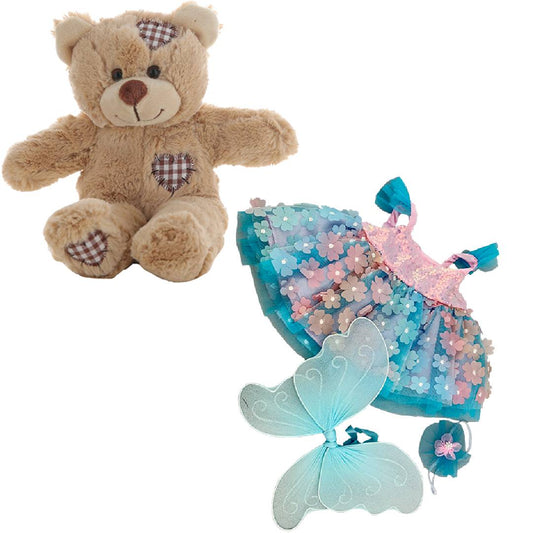 Brown Bear 8 Inch Plush with Floral Butterfly Dress & Wings