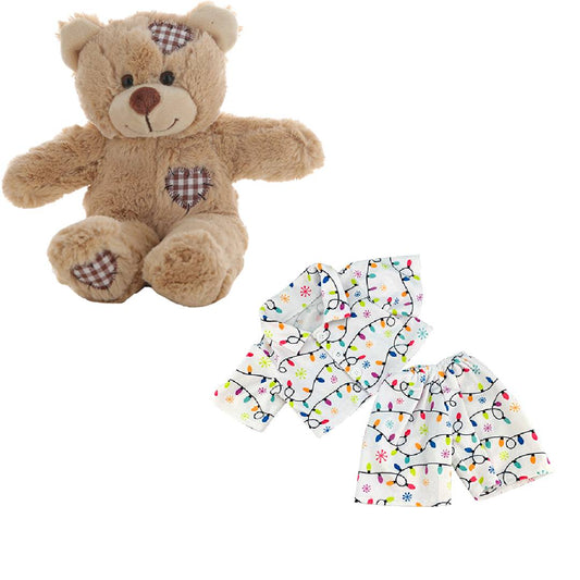 Brown Bear 8 Inch Plush with Christmas Lights Pajamas