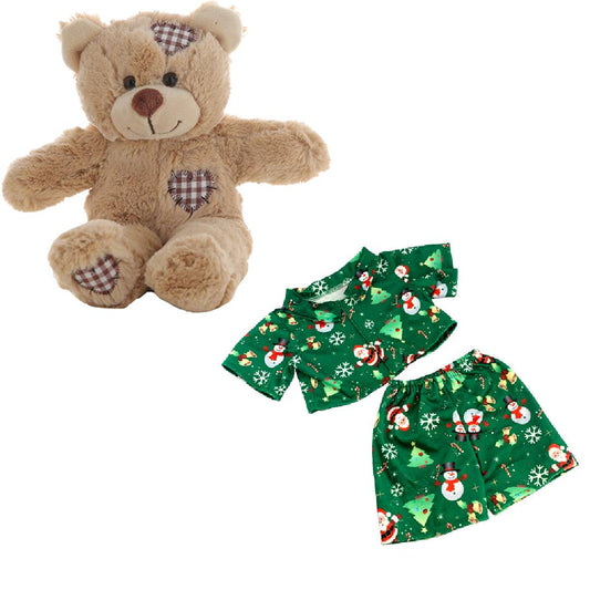 Brown Bear 8 Inch Plush with Santa & Snowmen Pajamas