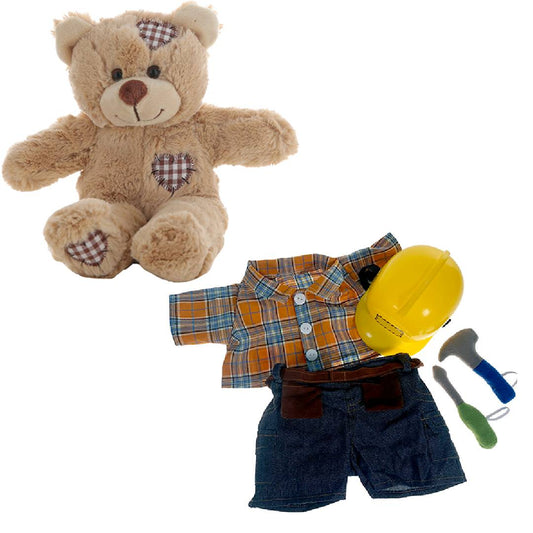 Brown Bear 8 Inch Plush with Construction Worker Outfit