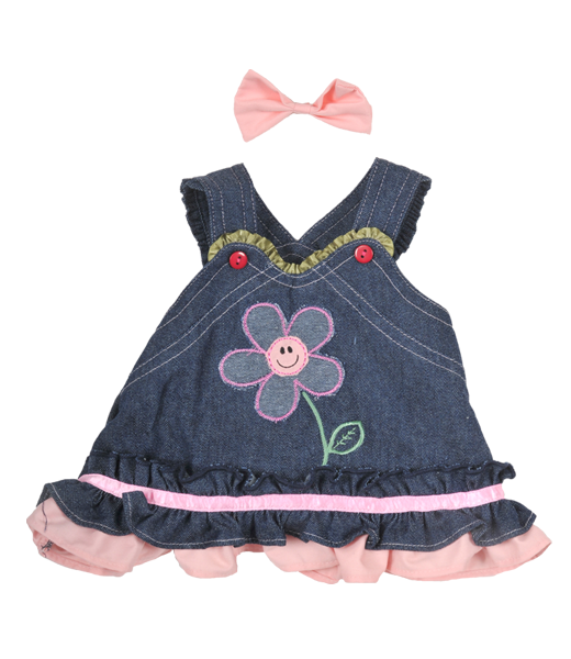 Brown Bear 8 Inch Plush with Summer Denim Dress & Bow