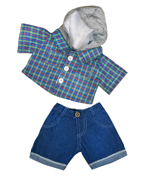 Brown Bear Plush 8 Inch with Skater Hoodie & Denim Pants 16 Inch