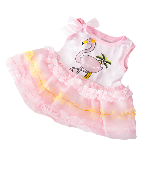 Brown Bear 8 Inch Plush with Flamingo Dress 16 Inch