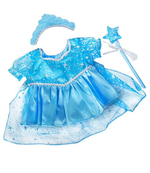 Brown Bear Plush 8 Inch with Blue Snow Princess Gown 16 Inch