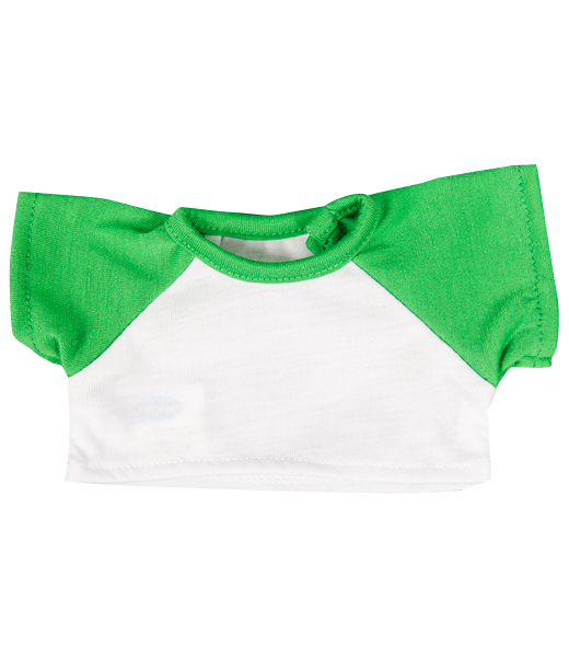 Brown Patches Bear 8 Inch Plush with White T-Shirt & Green Sleeves