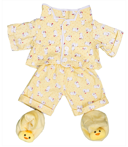 Brown Bear Plush 8 Inch with Yellow Chicken Jammies & Slippers 16 Inch
