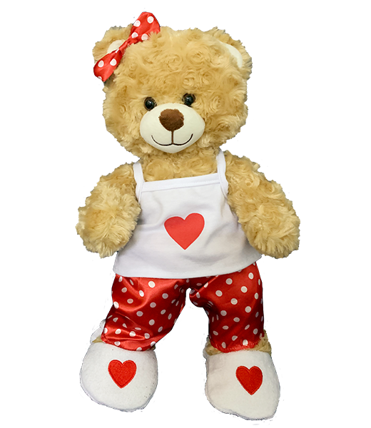 Satin Heart PJ w/Slippers 16 Inch