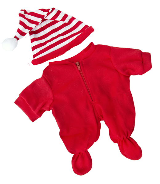 Brown Bear Plush 8 Inch with Red Drop Seat Pajamas & Cap