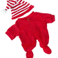 8 Inch Brown Bear Plush with Red Drop-Seat Pajamas & Cap – 16 Inch
