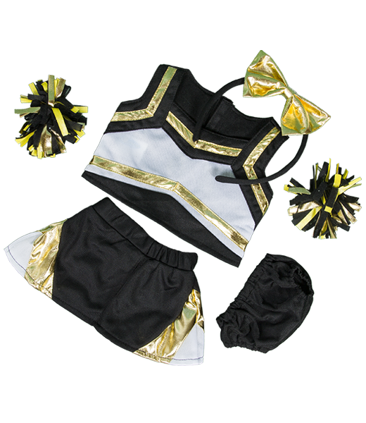 Metallic Gold & Black Cheerleader Uniform 16 Inch