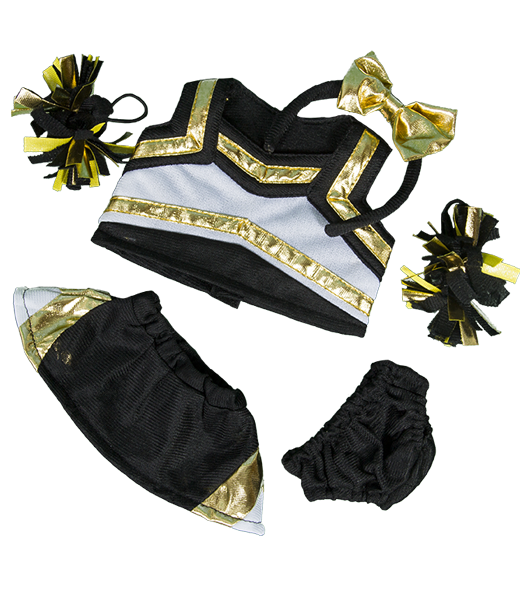 Brown Patches Bear 8 Inch with Gold & Black Cheerleader Uniform