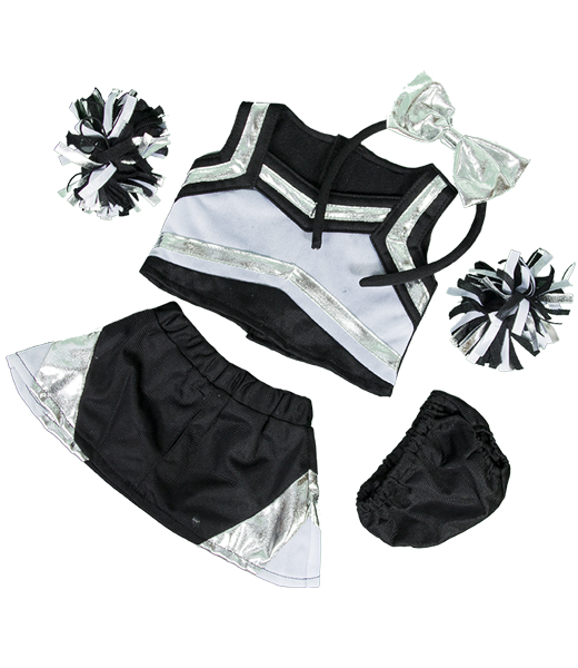 Metallic Silver & Black Cheerleader Uniform 16 Inch