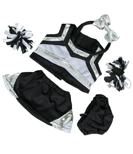 Metallic Silver & Black Cheerleader Uniform 8 Inch