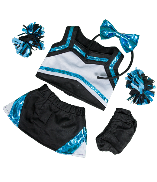 Metallic Teal & Black Cheerleader Uniform 16 Inch