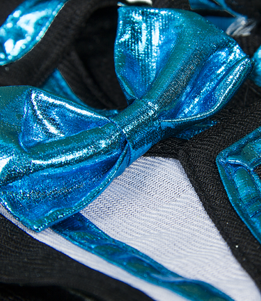 Metallic "Teal & Black" Cheerleader Uniform 8 Inch