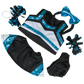 Metallic "Teal & Black" Cheerleader Uniform 8 Inch