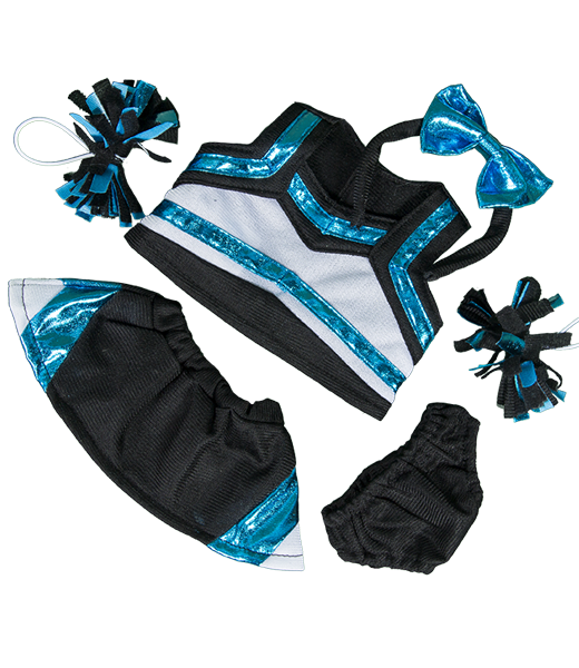 Metallic "Teal & Black" Cheerleader Uniform 8 Inch