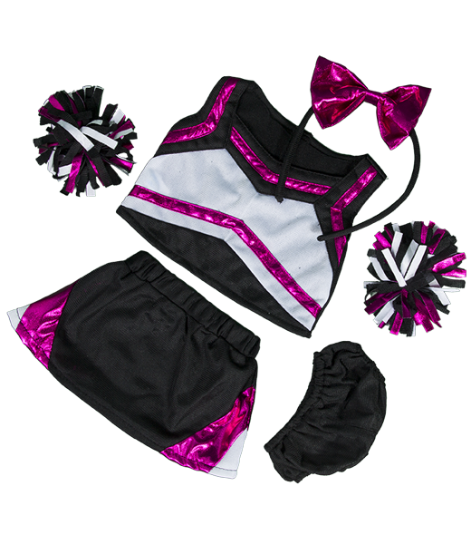 Metallic Hot Pink & Black Cheerleader Uniform 16 Inch