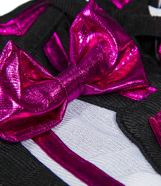 Metallic Hot Pink & Black Cheerleader Uniform 8 Inch