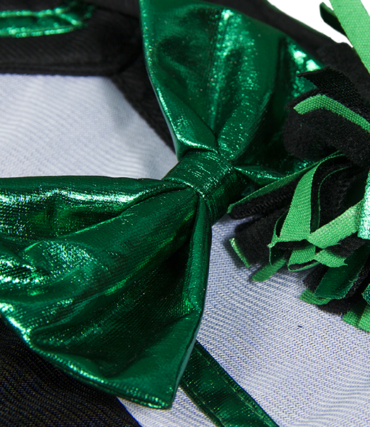 Metallic Green & Black Cheerleader Uniform 16 Inch