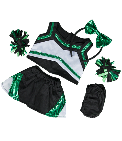 Metallic Green & Black Cheerleader Uniform 16 Inch