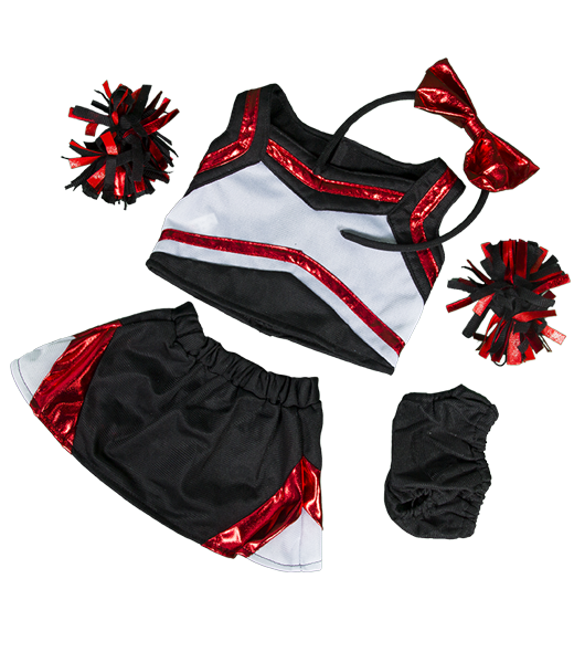 Metallic Red & Black Cheerleader Uniform 16 Inch