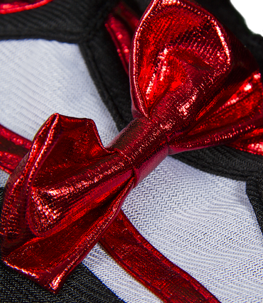 Metallic Red & Black Cheerleader Uniform 8 Inch