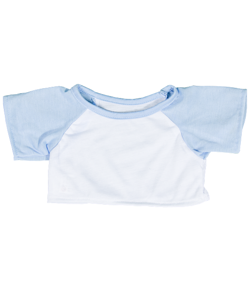 White Tee w/Light Blue Sleeves 16 Inch