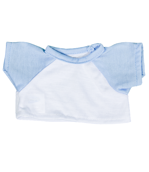 White Tee w/Light Blue Sleeves 8 Inch