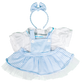 Blue Pinstripe Pinafore w/bow headband 16 Inch