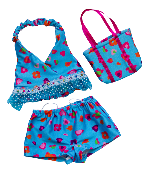 Blue Floral Tankini with Matching Bag 16 Inch