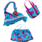 Brown Patches Bear 8 Inch Plush with Blue Floral Tankini & Bag