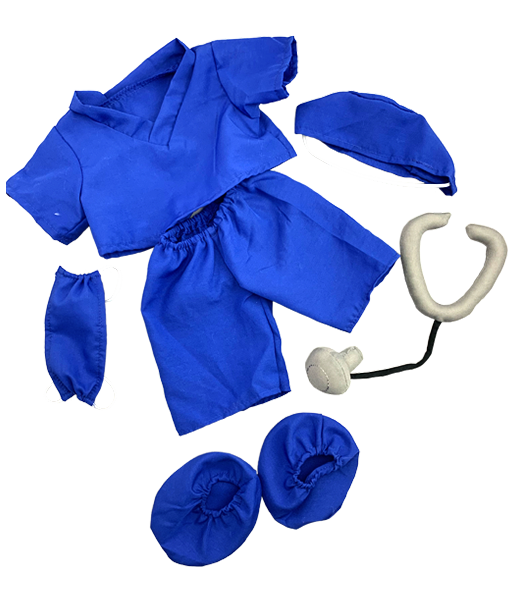 Brown Patches Bear 8 Inch with Dark Blue Scrubs – Plush Toy Outfit