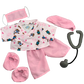 Brown Bear 8 Inch Plush with Pink Scrubs Outfit