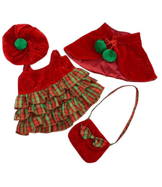 Brown Bear Plush 8 Inch with Christmas Dress, Hat & Cape 8 Inch