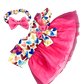 Brown Bear 8 Inch Plush with Pink Heart Dress & Headband