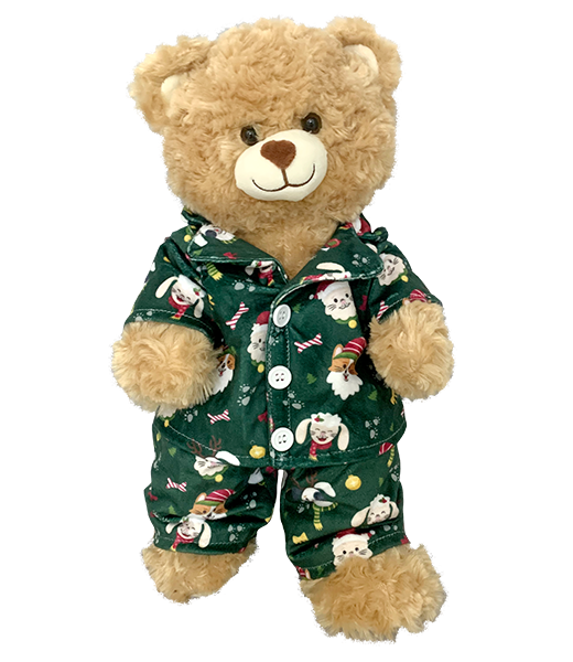 Green Festive Puppies and Kitties PJ's 16 Inch